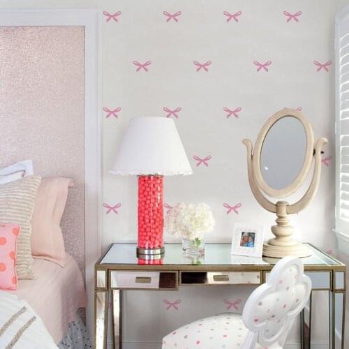 50pcs Ribbons Wall Stickers For Kids Room Princess Girl Bedroom Bow Wall Decals Vinilos Paredes Removable Vinyl DIY Mural A407