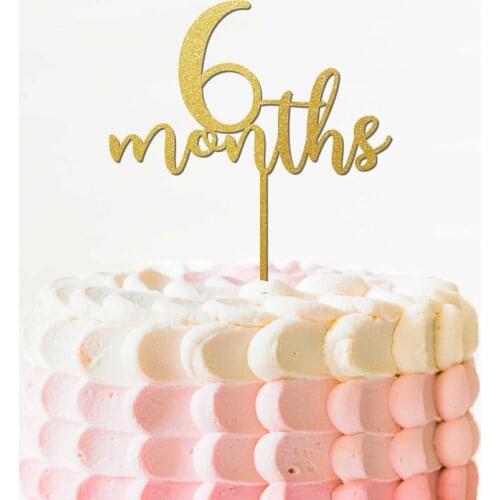 6 months cake topper, 1/2 Birthday Gold Glitter Topper Half Birthday Cake Topper Glitter Banner~Cake decor baby shower