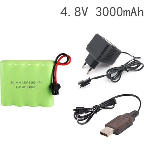 Ni-MH 4.8v 3000mah Rechargeable Battery With Charger For Rc toys Cars Tank Robot Gun RC Boat 4.8v Ni-MH AA 4.8v Battery Pack