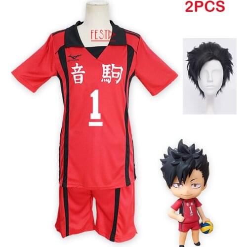 Anime Haikyuu Cosplay Costume Nekoma High Uniform Kuroo Tetsurou Volleyball Club Uniforms T-shirt Sportswear Jerseys Wigs Adults