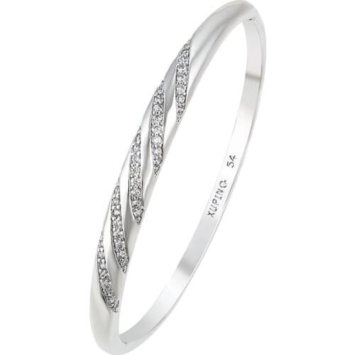 MxGxFam Mirco Zircon White Bangles ( 54 mm ) and Bracelets for Women Gold-Color From XP