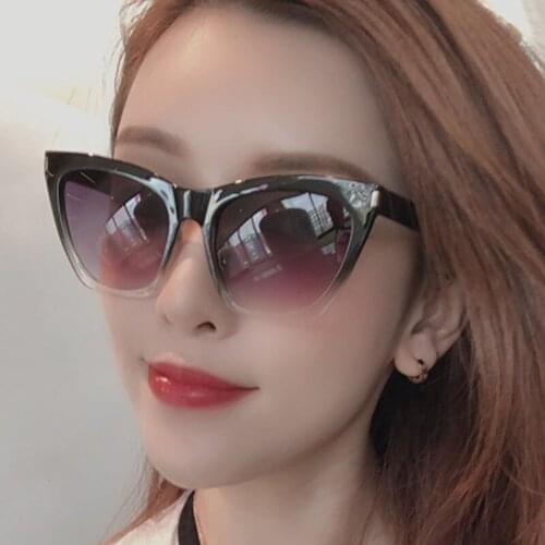 Brand Design New European American Large Frame Cat Eye Sunglasses Fashion Women Retro Colorful Cateye Sun Glasses UV400 Brown