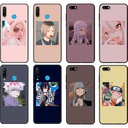 Black tpu Case For Huawei Honor 20 Lite 10 10i 20S 30S 30 Case Honor 7A 5.45 7s 7C 5.7 Case Cover Anime icons