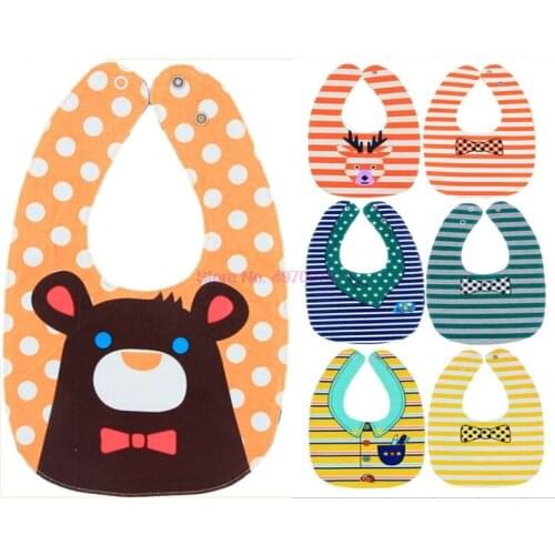 DHL 100pcs Double-sided 4 layers Baby Cartoon Animal Baby Eating Clothes Toddler baby apron Slabber Baby Bibs Burp Cloth Scarf