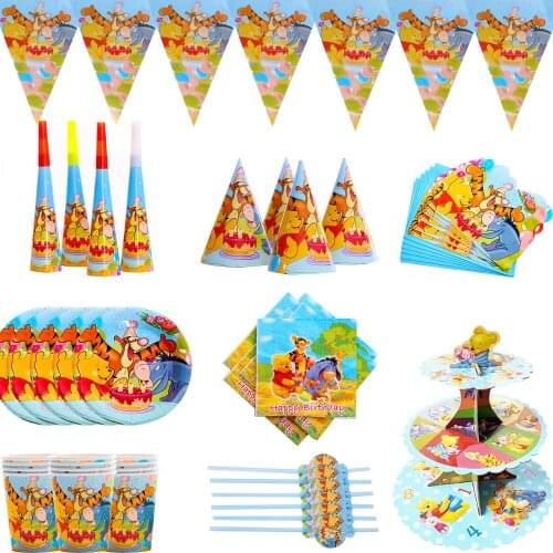 Disney Winnie the pooh theme Kids Birthday Party Decor Set Birthday Party Supplies Baby Birthday Party Pack event party supplies