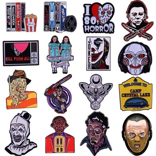 DZ52 Horror Movie Lovers Hard Enamel Pins Brooch Women Lapel Backpack Bags Badge Halloween Jewelry Gifts