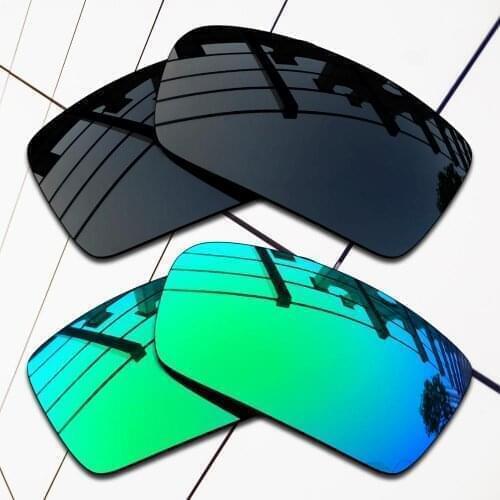 E.O.S 2 Pairs Black & Emerald Green Polarized Replacement Lenses for Oakley Crankshaft OO9239 Sunglasses