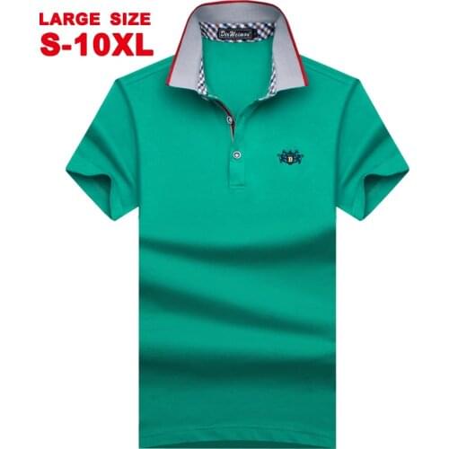 Mens Lapel Short Sleeve T-shirt Pearl Cotton Half Sleeve Loose Large Business Solid Color Polo T-shirt Fashion