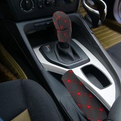Lcyonger Universal Car Shifting Handbrake Cover Handbrake Sleeve Anti-Slip Car Parking Brake 2 In 1 Interior Shift Knob Cover