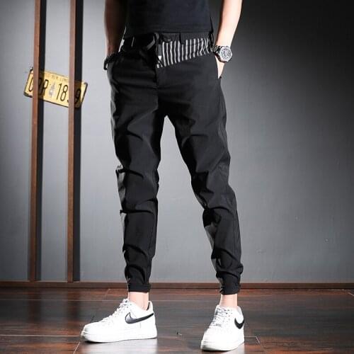 2021 Summer Joggers Pants Men Sport Casual Black Stripes Drawstring Trousers
