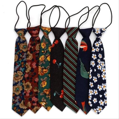 Small Tie Female Cotton Necktie Lovely Fashion Women FloralCasual Cartoon Student Children Flower Wave Dot Stripe Short 2pcs/lot