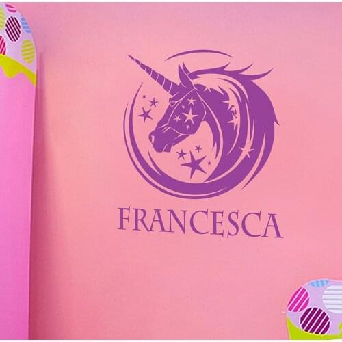 Mythical Unicorn Wall sticker Personalised boys girls baby Name Customized Kids room Childrens bedroom Nursery Vinyl decal Y82