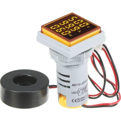 Mini Square Digital Volt-ammeter Voltammeter Ammeter Voltmeter Cymometer Three LED Display Voltage & Current & Frequency Meter