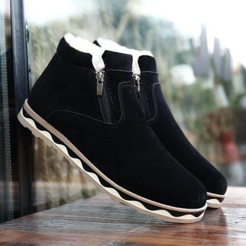 2019 Winter new warm snow boots mens casual Korean fashion comfortable round head zipper mens shoes Size 39-44