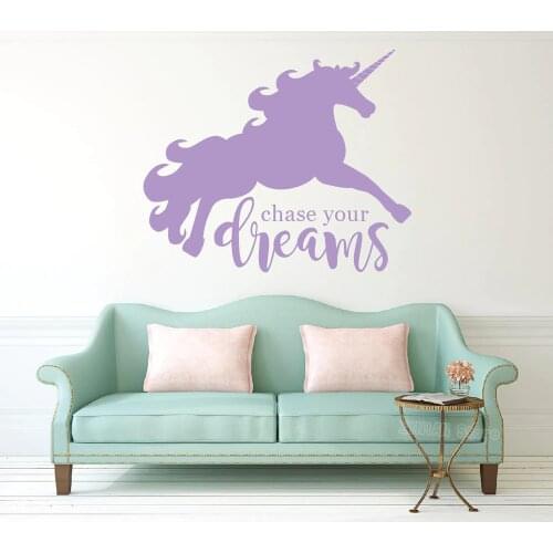 Unicorn Wall Decal for Baby Room Large Dream Big Vinyl Wall Stickers Girls Bedroom Quote Decals Wall sayings Nursery StickerZ335