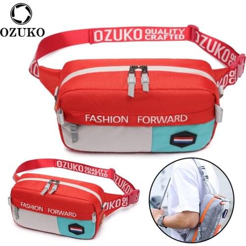 OZUKO Men Oxford Waterproof Shoulder Bag Fashion Chest Pack Male Outdoor Sports Crossbody Waist Bag Short Travel Pack