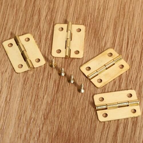 0.94"*0.71" Kitchen Cabinet Door Hinges Furniture Accessories 4 Holes Gold Drawer Hinge for Jewelry Boxe Furniture Fitting 4Pcs