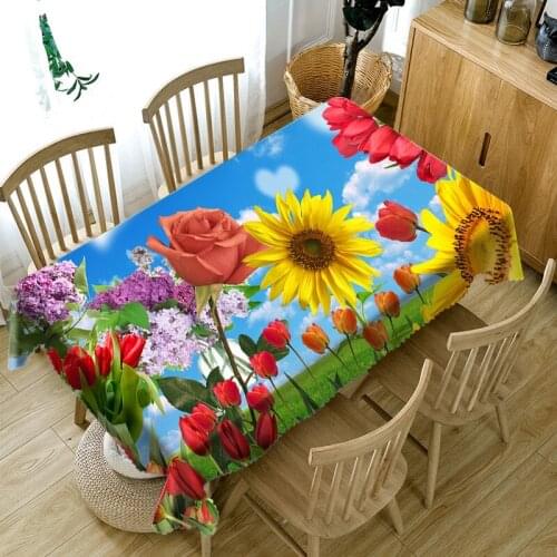 Sunflower table cloth Deluxe wedding rectangular Waterproof 3D Tablecloth banquet Round table cover Customized size Pillowcase