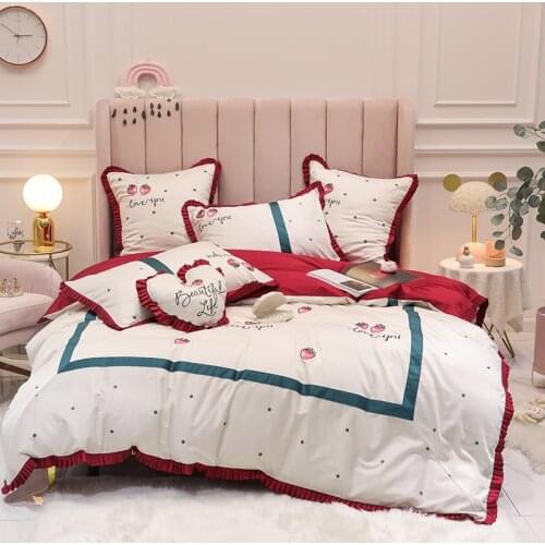 Princess style Egyptian cotton bed linen Soft Satin bedding ruffles duvet cover pillowcases bedspreads 4/7pcs sets