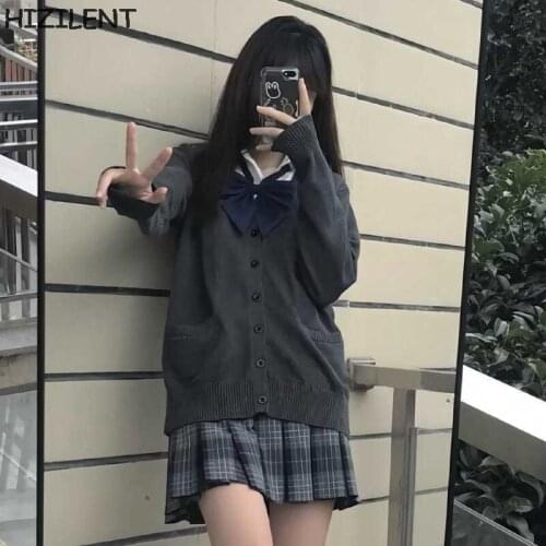 Casual Knitted Cardigan for Women Y2K Top Vintage Black Loose Sweater Coat Solid Oversized Jumper Outwear Autumn Winter clothes