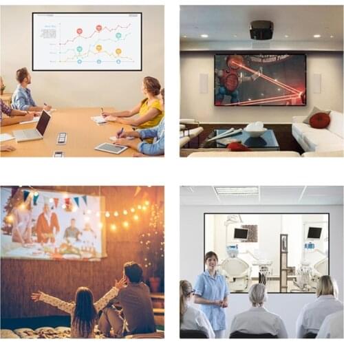 60'/72'/84'/100'120' Fold Anti-light 3D High Definition Projection Durable Screen Home Office Projection Curtain ABCD