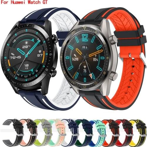 22mm Watch Band Strap For Huawei Watch GT 2 46mm GT GT2 Strap Two-tone Silicone WatchStrap Replacement Wristband Sport Bracelet