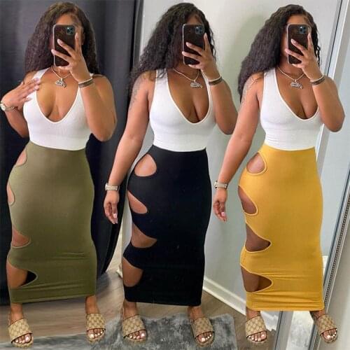 ZKYZWX Sexy Knitted Bodycon Dress Summer Summer Clothing for Women Birthday Outfits Night Club Party Wear Hollow Long Maxi Dress