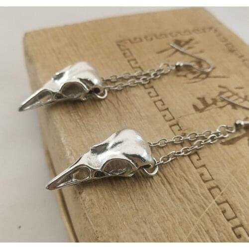 Retro Skull Bird Head Pendant Earring, Halloween earrings,Punk bird head Earring ,Gothic Jewelry, Women Earrings