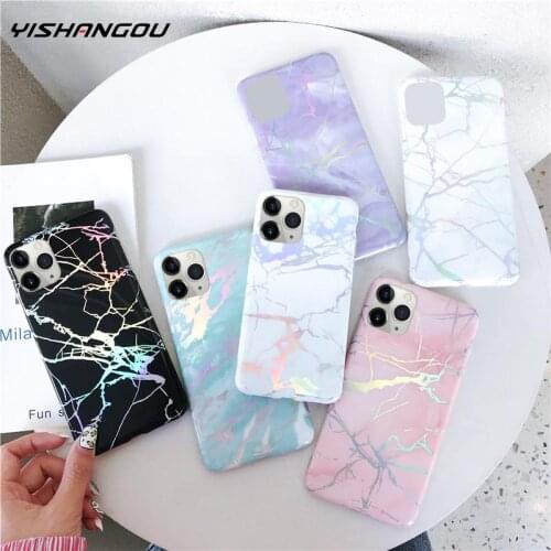 Luxury IMD Silicon Cover Soft Case For iPhone 11 12 Pro Max SE 2020 7 8 6 6s Plus XR X XS MAX Laser Marble Phone Case