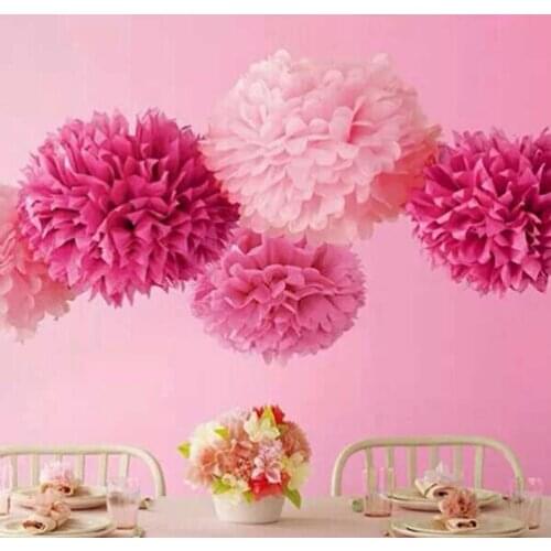WHOLESALW, 10pcs 14" (35cm) Chceap Tissue Paper Pom-Poms Flower Ball Wedding Party Outdoor Decoration Bayby Shower