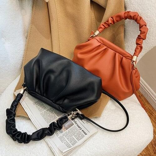 Clip Handbags for Women 2021 Luxury Designer Pleated Cloud Crossbody Shoulder Bag Candy Color Female Baguette Pouch Totes Clutch