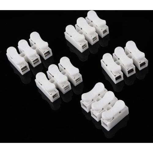 10pcs/lot 3pin Spring Cable Clip Self Lock Press Push Quick Wire Clip Connector Wiring Terminal For Car Led Strip Lamp