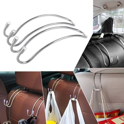 2pcs/set Stainless Steel Car Seat Headrest Hook Purse Bag Hanger Organizer Holder