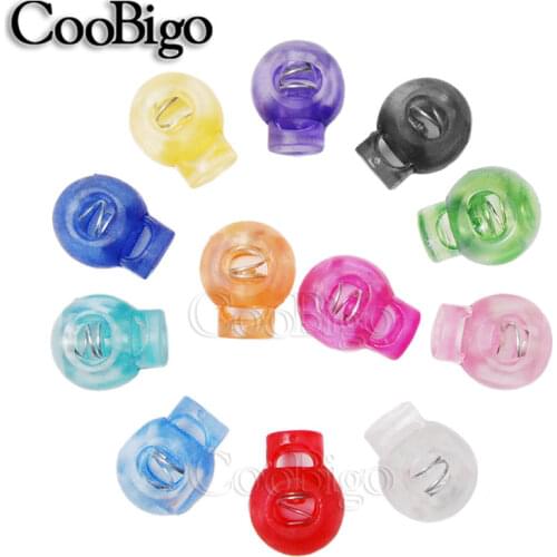 25pcs Cord Lock Round Ball Stopper Mixed Colors Toggle Clip Transparent Clear Frost Shoe Lace Outdoor Backpack Bag Parts