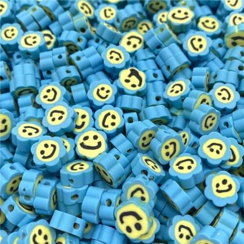 30pcs/lot 10mm Colorful Flower Shape Smiley Polymer Clay Beads Spacer Beads For Jewelry Making DIY Bracelet necklace #07