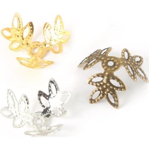 300pcs/lot 14mm 3 colors for choose Hollow Flower Beads Caps Metal Iron Jewelry Findings DIY Accessory FDA022-01