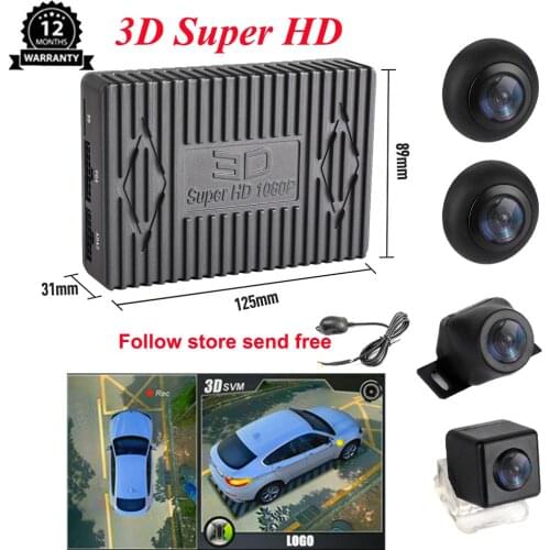 360 Degree 3D Universal Matte Night Vision 1080P Black Stripe Car Panoramic Reversing Image Parking System Recorder