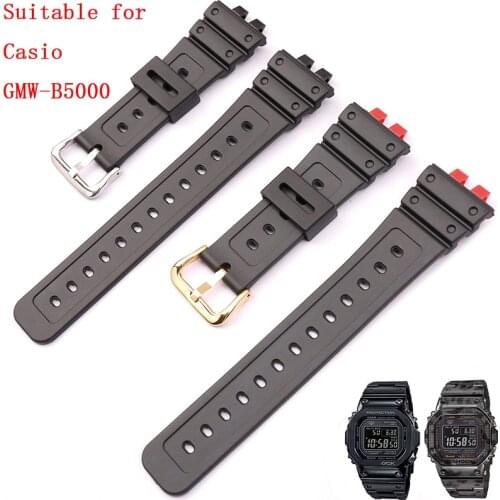 Watch accessories mens silicone strap suitable for Casio GMW-B5000D black resin sports waterproof strap