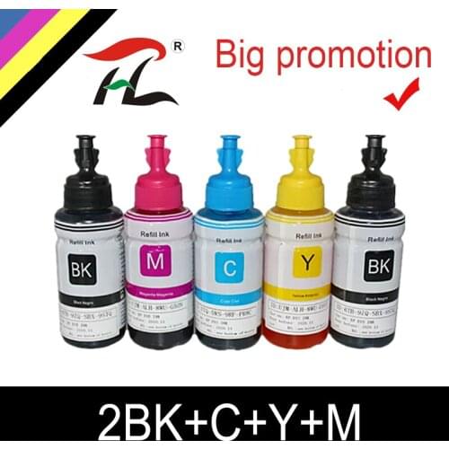 HTL 5PK 70ml dye ink refill ink compatible for epson L200 L210 L222 L100 L110 L120 L132 L550 L555 L300 L355 L362 printer ink
