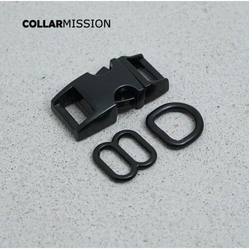 Black 10mm(metal buckle+adjust buckle+D ring/set)for backpack DIY dog cat collar webbing sewing accessory premium quality