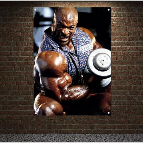 Gym Decor Man Muscular Body Banner Workout Bodybuilding Flag Exercise Inspirational Poster Tapestry Wall Hanging Canvas Painting
