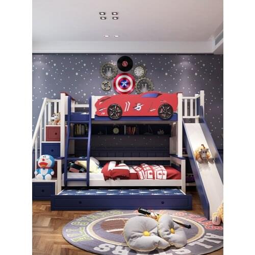 Childrens bunk bed girl boy mother child solid wood province space furniture combination bed multi function suit