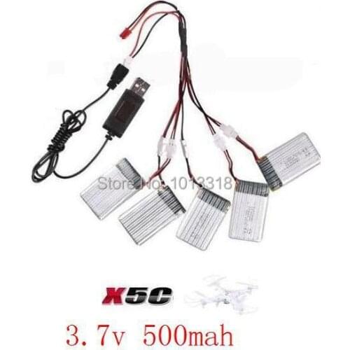 Ewellsold X5C X5A 4CH 2.4G 6 Axis Quadcopter original 3.7V/500mAh Li-Polymer battery set with USB cablel charger