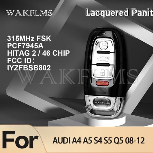 FCC: IYZFBSB802 8K0959754F Smart Car Key Romote key Fob For Audi A4 A5 S4 S5 Q5 2008 2009 2010 2011 2012 Lacquered Panit Version
