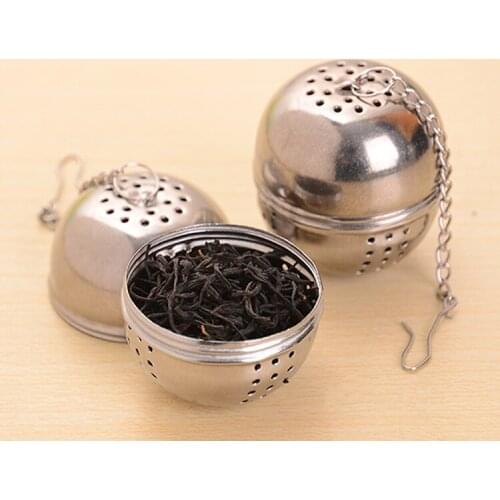 New Essential Stainless Steel Ball Tea Infuser Mesh Filter Strainer w/hook Loose Tea Leaf Spice Home Kitchen Accessories