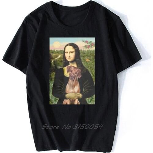 New Midnite Star Men Rhodesian Ridgeback Mona Lisa T Shirt Dogs Pets Cotton Tops Novelty T-Shirt Men Cotton Tshirt Tees Harajuku