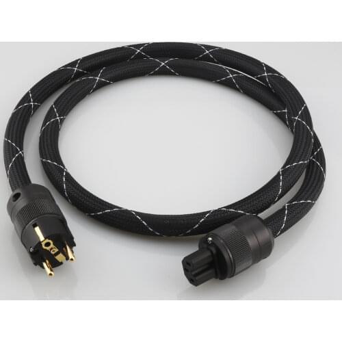 Hi End 8N Copper Schuko Power Cable Gold plated EU power plug cable hifi power cord cable for DVD CD AMP 1 pcs