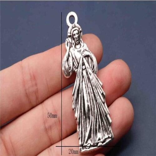 Mercy Jesus Christ Statue Icon Medal. Jesus icon like a cross medal pendant