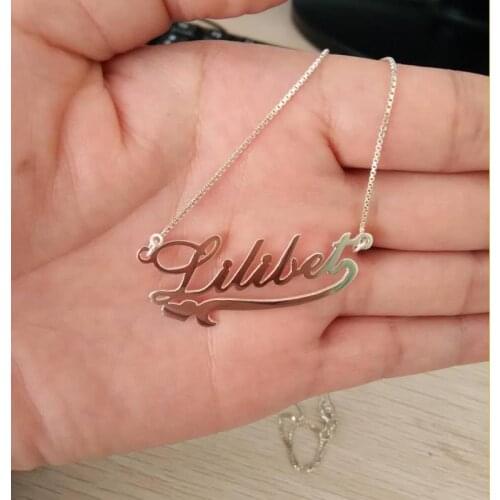 Customized Nameplate Necklace Fashion Pendant Solid Silver Jewelry Necklace Personalized Christmas Gift Wholesale
