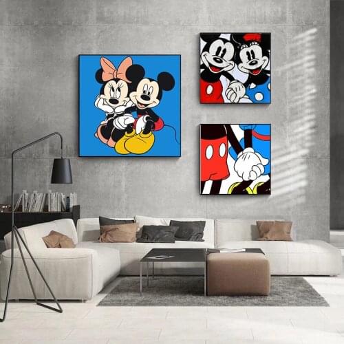 Disney Mickey Minnie Character Canvas Painting Mickey Mouse Posters Prints Wall Art Pictures for Living Room Decoration Cuadros
